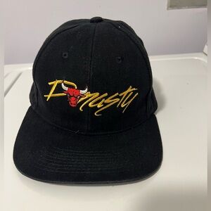 Vintage Chicago Bulls Black Kick 10 Brand Dynasty Snapback NBA Hat
